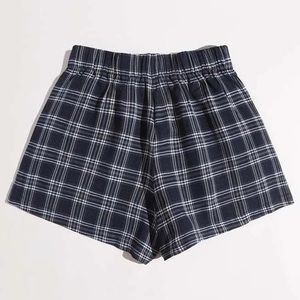 Blue Plaid Flannel Shorts